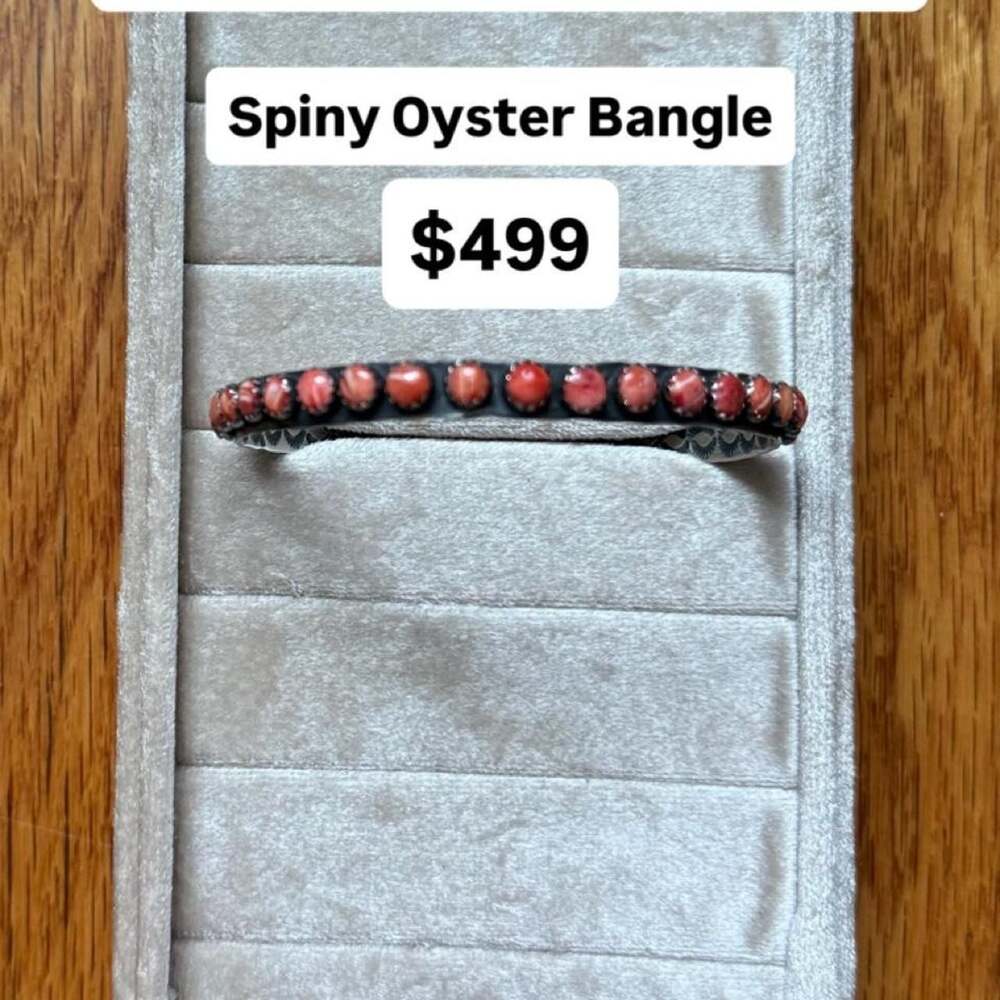Leroy James Sterling Silver Spiny Oyster Bangle Bracelet
